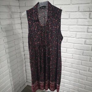 Lily Morgan Ladies Size Large Black with Flower Pattern Sleeveless Dress